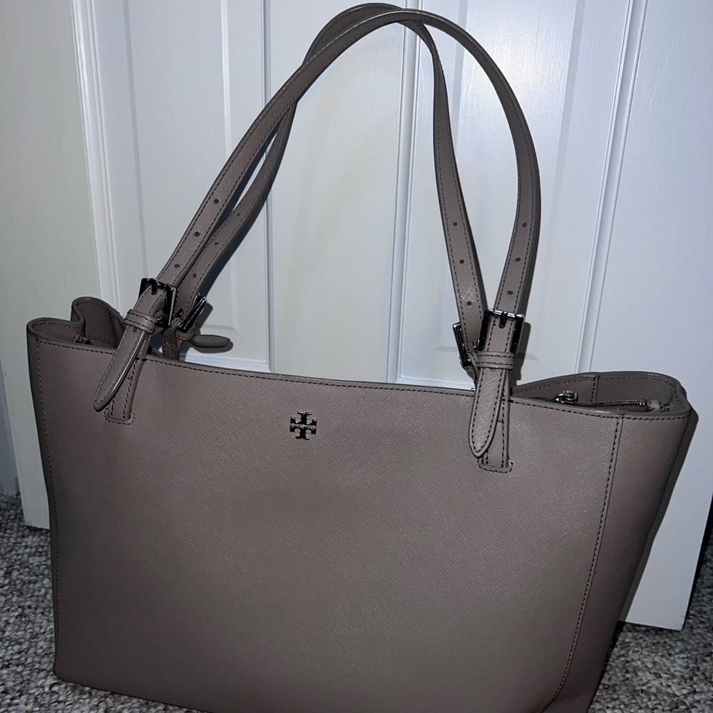 Tory Burch Taupe Leather Tote Bag